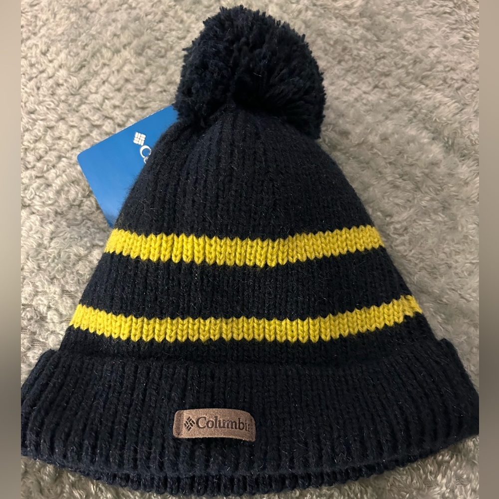 Columbia Youth Beanie Blue/Yellow - One Size Fits All - NWT - $25 Retail